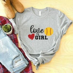 Love My Girl Shirt, Softball Mom Shirt, Softball Custom Birthday Shirt
